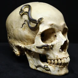 human skull done of snakes , Photograph