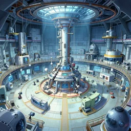 detailed interior of giant scientific research facility LABO, area 3, inner ring, floor B2, anime key visual