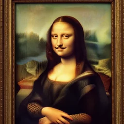 famous portrait of the Mona Lisa with a funny mustache added to it, works of art