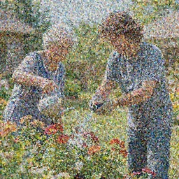 manny montana watering the flowers with an eldery lady, 4k trending on artstation, photorealistic, volumetric lighting, octane render,