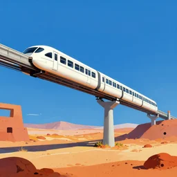concept art monorail shonan in martian landscape, brutalism, colorful, syd mead, isamu imakake, 4 k resolution, octane render, intricate, ultra detailed, medium full shot, volumetric lighting, cinematic lighting + masterpiece,