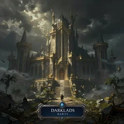 darklands palace, in concept art of main menu loading screen background. for russian mmorpg by katauri, artstation, behance, style of hearthstone