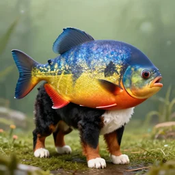 a saint bernard dog in the shape of a piranha