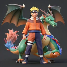 a high resolution render of dragon mixed with kurama from naruto movie by johannen voss by david cronenberg by francis bacon by peter kemp by octane render blender 8 k isometric dof neon colours