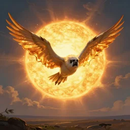Icarus, flying towards the sun, crying, intensely, wings melting, digital art