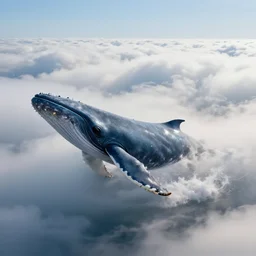 a giant whale traverses the sea of clouds