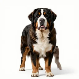 gentle saint bernard, photorealistic wildlife photography, full body, isolated on a pure white background, centered, entire subject in frame, sharp focus, soft studio lighting