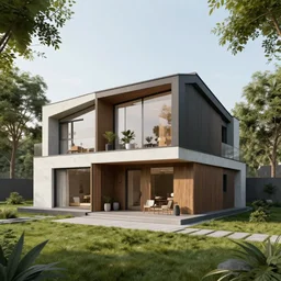 a modern cottage, digital art