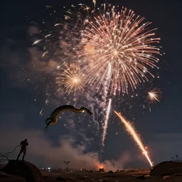 shooting fireworks, no mans sky concept art, flying snakes