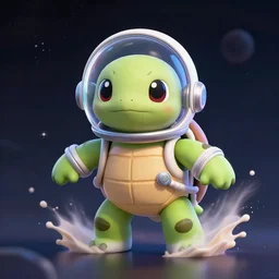 cute chibi turtle, in a space suit, by pixar, highly detailed, dynamic shadows, 4 k, splash art