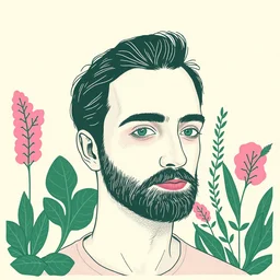 risograph print original a 5 riso illustration artprint self portrait with plants green pink