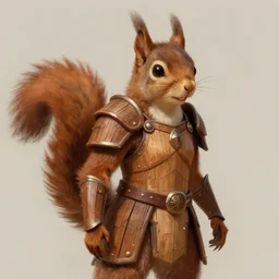 squirrel druid dressed with a wooden armor, by justin gerard and greg rutkowski, digital art, realistic painting, dnd, character design, trending on artstation, 4 k