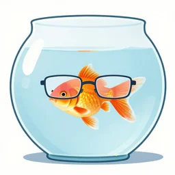 a goldfisch with rectangular, thin - framed glasses swimming in a fishbowl. clean cel shaded vector art. shutterstock. behance hd by lois van baarle, artgerm, helen huang, by makoto shinkai and ilya kuvshinov, rossdraws, illustration, art by ilya kuvshinov