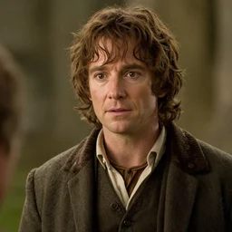 Film still close-up shot of Dwayne Johnson as Bilbo Baggins from the movie The Hobbit. Photographic, photography