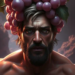 a big round grape brad pitt face, hyper detailed, digital art, artstation, cinematic lighting, studio quality, smooth render, by peter mohrbacher, hajime sorayama, wayne barlowe, boris vallejo, aaron horkey, gaston bussiere, craig mullins