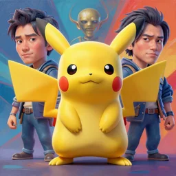 stylish colourful caricature - 3 d vfx art - of a pokemon, art style by zdzisaw beksinski, tadanori yoko & hsiao - ron cheng, character concept art, unreal engine render, digital illustration, sharp, intricate detail, volumetric light, ray tracing, soft light, claymation style, symmetric, acrylic on canvas, pinterest, artstation,