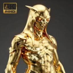 portrait of doom gold statue reflect chrome, 8 k uhd, unreal engine, octane render in the artstyle of finnian macmanus, john park and greg rutkowski