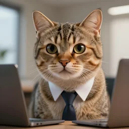 still of a business cat, super detailed, hyper realism, sharp focus, movie scene, unreal engine