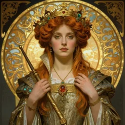 a beautiful young medieval queen by jean delville, art nouveau, symbolist, visionary, gothic