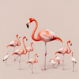 post - minimalism portrait of ; surreal ; hyperrealistic bird's eye view, very realistic flamingo in bloom with birds roosting among its blossoms, iridescent clouds, vibrant golden color scheme, highly detailed, in the style of romanticism, cinematic, artstation, moebius, greg rutkowski