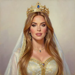 a portrait of sofia vergara as an arabian princess in a disney movie, crown!! oil painting, pale colors, high detail, 8 k, wide angle, trending on artstation,