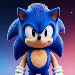 retrofuturistic portrait of sonic the hedgehog, gradient space graphics in background, close up, quint buchholz, wlop, dan mumford, artgerm, liam brazier, peter mohrbacher, raw, featured on artstation, octane render, cinematic, elegant, intricate, 8 k
