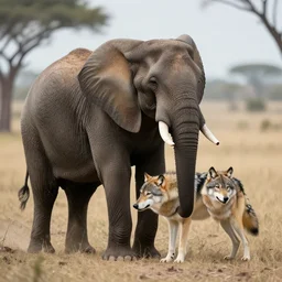 a wolf merged with an elephant,!! photorealistic