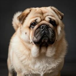 shar pei crossed with a pug portrait, dramatic light, ultra realistic