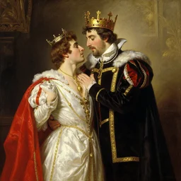 attractive fully clothed king confesses his love for his attractive fully clothed male prince. highly detailed painting by j. c. leyendecker, craig mullins, tom bagshaw,