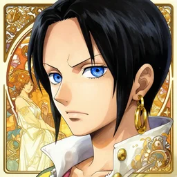 highly detailed vfx portrait of nico robin with blue eyes and black hair by eiichiro oda!, makoto shinkai, alphonse mucha, masterpiece, art by artgerm and greg rutkowski!, large aquiline nose!!, gaston bussiere, stanley kubrick, kaoru mori, intricately detailed, behance, 4 k, high - key lighting,