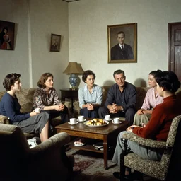 by Elfriede Lohse-Wächtler flickr remodernism 1955 a colorized photo photo taken with ektachrome photo taken with provia demonic photograph a group of people sitting around a living room