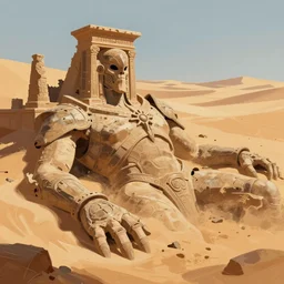 concept art by jama jurabaev, cel shaded, cinematic shot, trending on artstation, high quality, brush stroke, ruins of ancient monsters buried in the desert