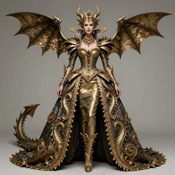 fashion design inpired by fairy tale, for dragon queen, designed by alexander mcqueen, rococo