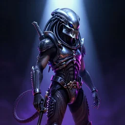 alien vs predator, neon, rule of thirds, intricate outfit, spotlight, by greg rutkowski, by jeremy mann, digital painting