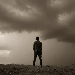 standing against the storm, sepia