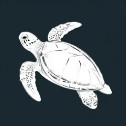 sea turtle, outlined, vector art