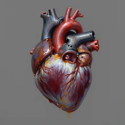 a biomechanical robot heart, dripping oil, concept art, intricate detail, volumetric shadows and lighting, realistic oil painting by alex grey,