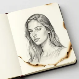 sketchbook pages burnt, magnificent, medium shot, details, sharp focus, elegant, highly detailed, illustration, by jordan grimmer and greg rutkowski, intricate, beautiful, trending artstation, pixiv, digital art