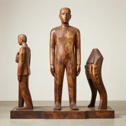 “large wooden sculptures in the style of Chad Knight”