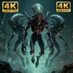 aliens decending from the scary, horror movie, highly detailed, abomination, anatomical, reflections, 4 k, award - winning