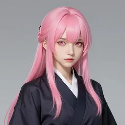 pink hair samurai girl by ilya kuvshinov