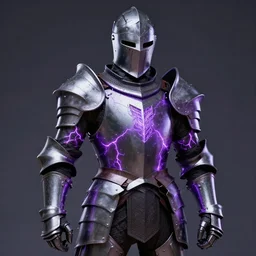 knight with glowing purple veins in armor, realistic, photo, detailed - n 4