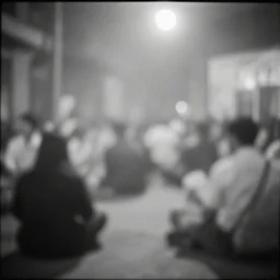 opium den in use, monochrome film, soft focus, dreamlike,