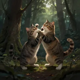 cats clawing in the dark forest, dramatic, backlighting, trending on artstation, digital art, trending on furaffinity, by wayne mcloughlin