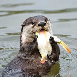 otter crushing scull on tummy