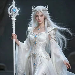 beautiful elemental air witch with ornate white robes and staff, highly detailed, 4 k, hdr, smooth, sharp focus, high resolution, award - winning photo, artgerm, photorealistic