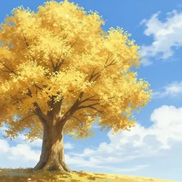 anime, spring, gloden tree, sky, beautiful cloud, quiet, anime background, illustration, sharp focus, intricate, smooth, super wide angle, trending on artstation, trending on deviantart