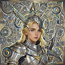 just one head, portrait, Imogen Poots D&D Paladin, blonde hair, stylized background, global illumination lighting, official fanart, by Jesper Ejsing and RHADS and Makoto Shinkai and Lois van baarle and ilya kuvshinov and rossdraws