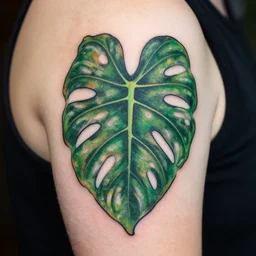 tattoo of a monsters deliciosa leaf and a alocasia zebrina leaf