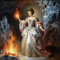 baroque painting of The princess of fire and ice